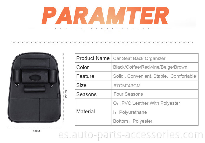 Organizador colgante de asiento para el automóvil para la bolsa de almacenamiento de automóviles